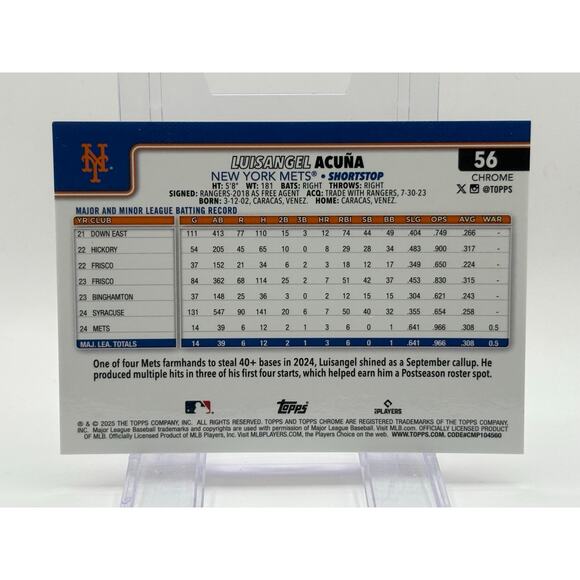 2025 Topps Chrome LogoFractor Luisangel Acuna Rookie Variation Gold 42/50 SP RC - Picture 2 of 2